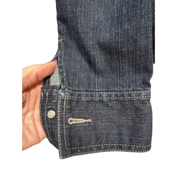 Tommy Hilfiger Jacket Womens XL Dark Wash Denim Trucker Button Front Blue - Picture 6 of 11